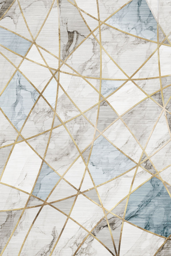Blue Marble Washable Rug