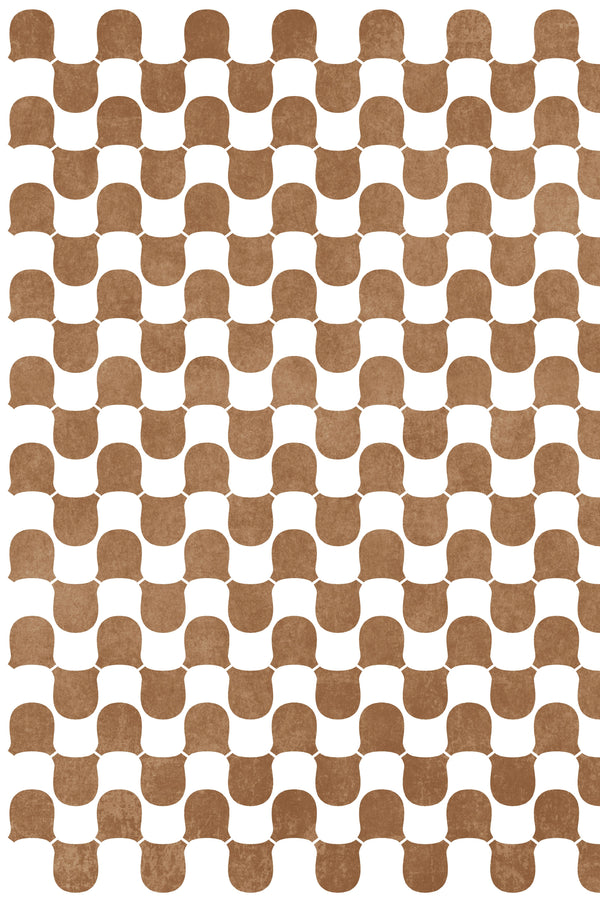 Round Checkered Brown/Beige & Beige/Cream Washable Rug